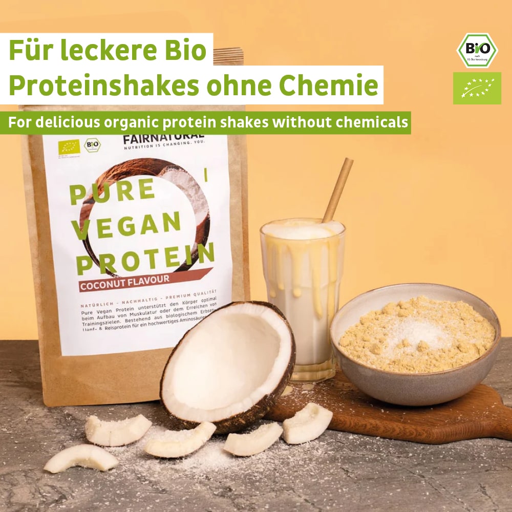 Proteine in polvere vegane biologiche al cocco senza soia