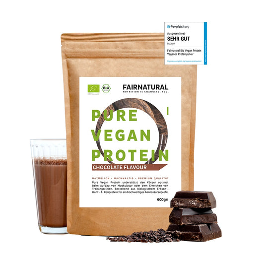 Proteine organiche vegane in polvere al cioccolato senza soia