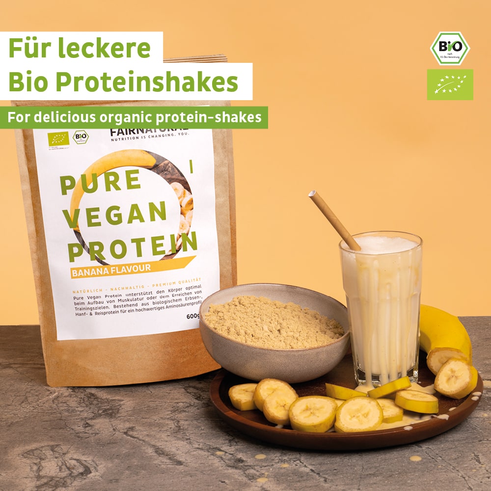 Proteine in polvere vegane biologiche alla banana senza soia