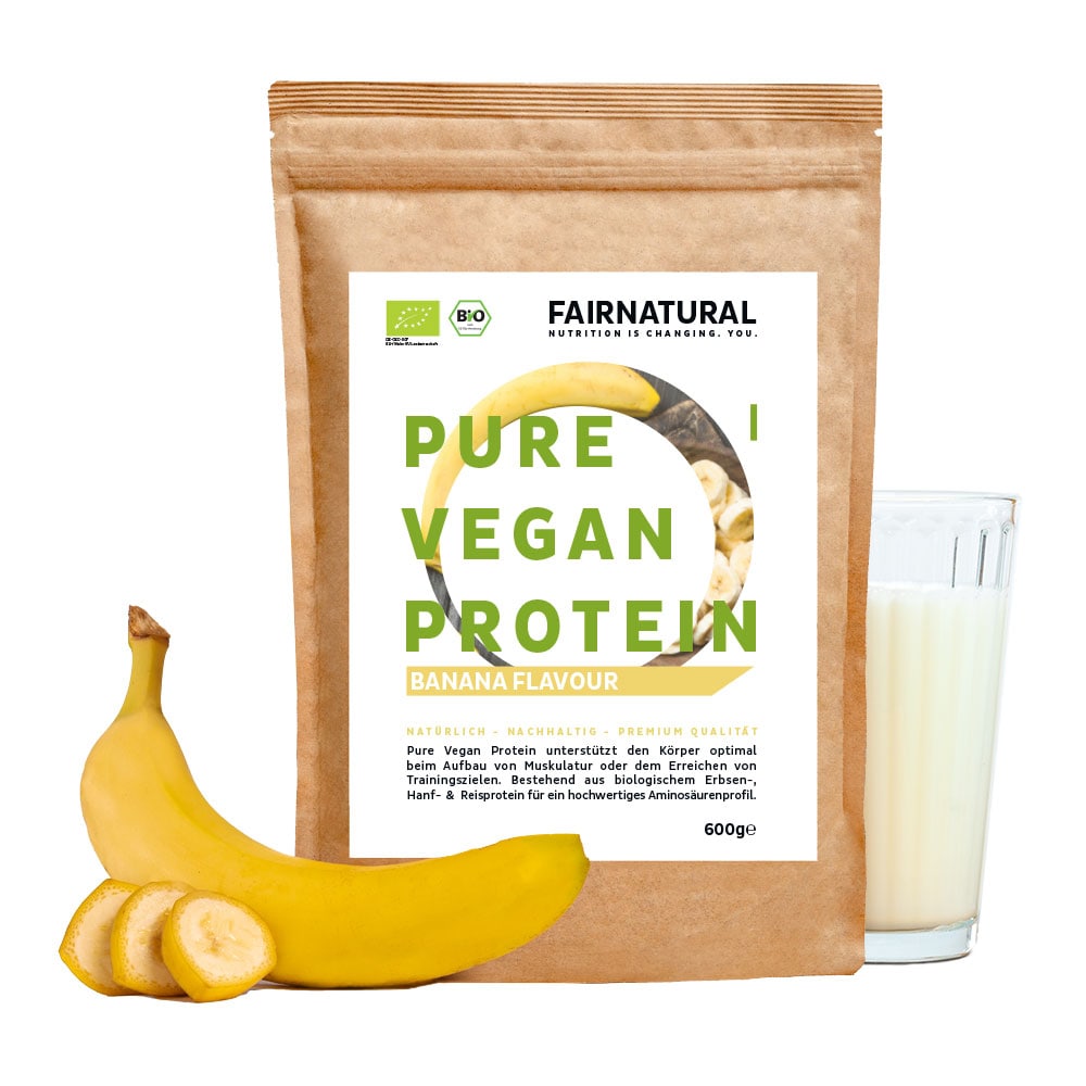 Proteine in polvere vegane biologiche alla banana senza soia